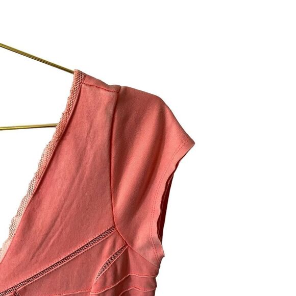 Free People Double V Bodycon Coral Dress Size Large - Picture 2 of 10